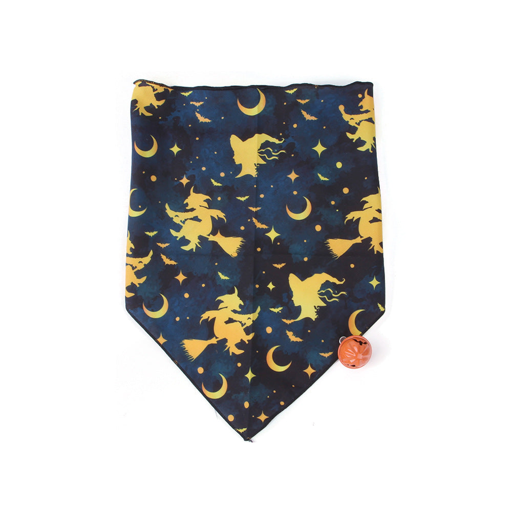 Wholesale 2PCS Pet Halloween Pumpkin Bell Pet Polyester Bibs